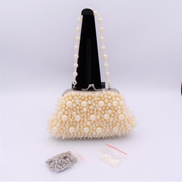 FAUX PEARL - BEADED HANDBAG - Picture 2 of 5